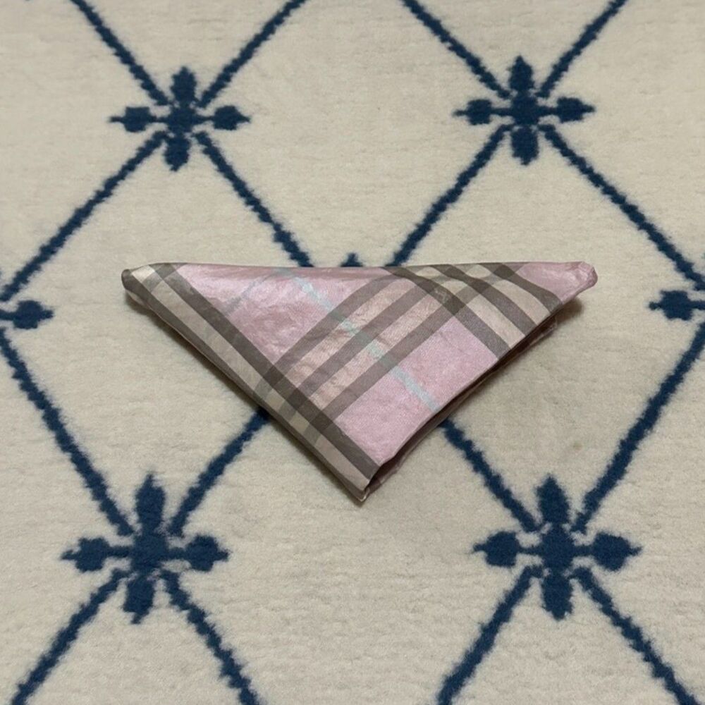 Burberry 100% Silk Pink Nova Check Plaid Bandana Handkerchief Scarf